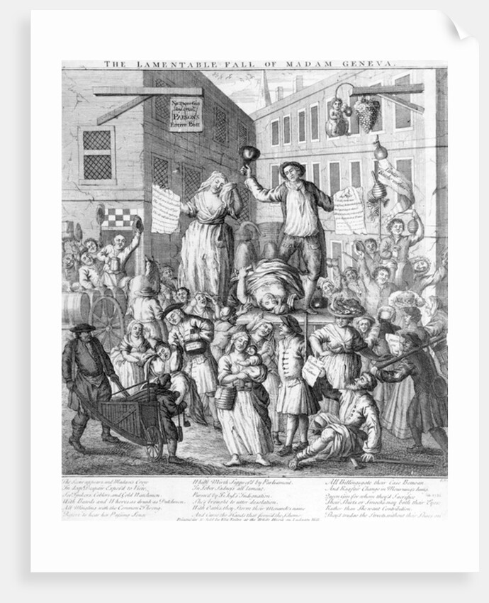 The Lamentable Fall of Madame Geneva, 1736 by English School