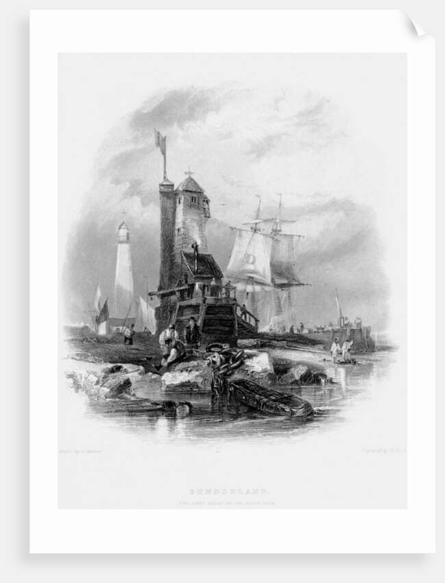 Sunderland Lighthouse on the South Pier, 1841 by George Balmer