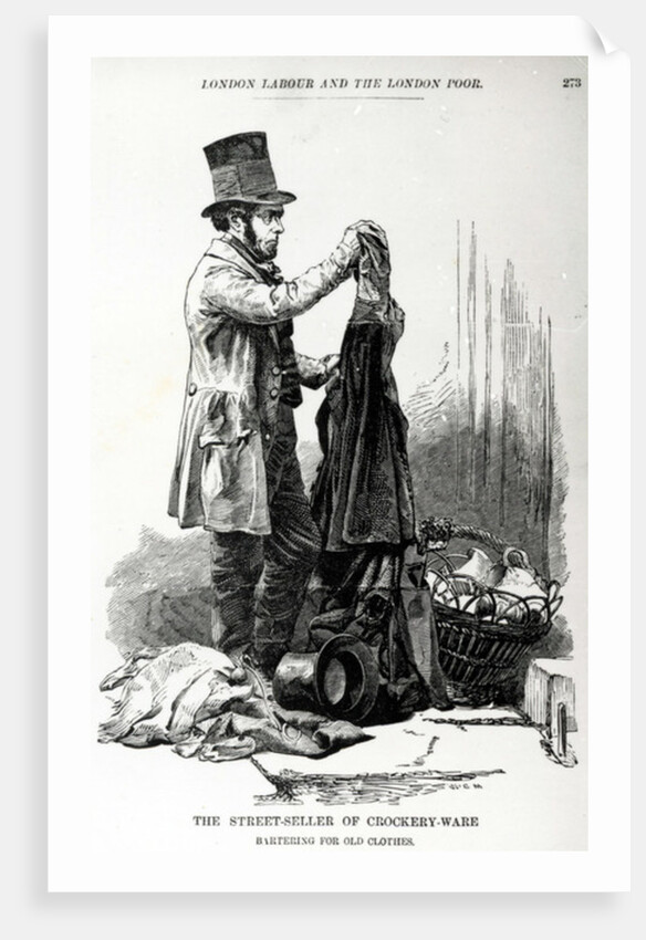 The street-seller of crockery-ware bartering for old clothes, c.1840 by English School
