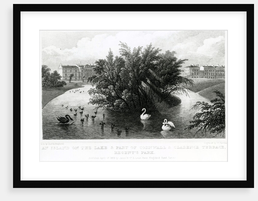 An island on the lake and part of Cornwall and Clarence Terrace, Regent's Park by Thomas Hosmer Shepherd