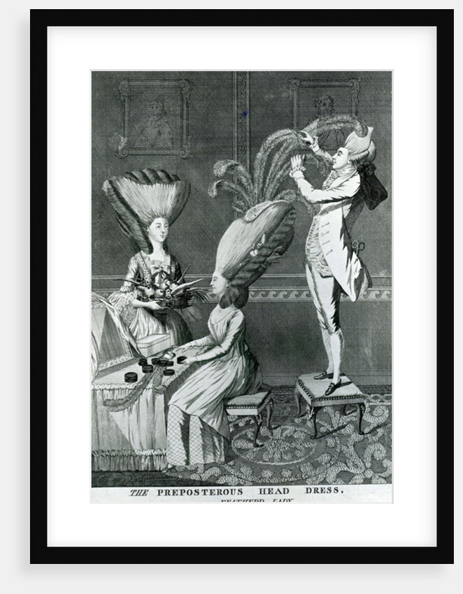 The Preposterous Head Dress, or the Featherd Lady, 1776 by Matthew or Matthias Darly