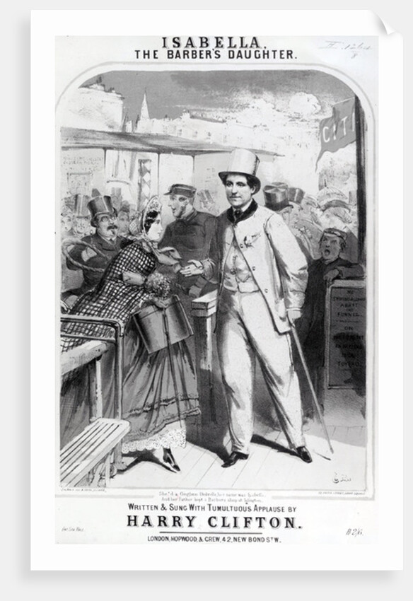 Isabella the Barber's Daughter, advert for the music of Harry Clifton, 1865 by English School