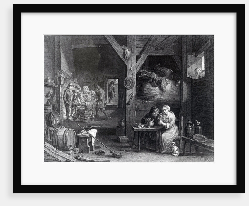 La Fumeuse, print by Jean Baptiste Patas after David Teniers the Younger, 1786-1808 by School French