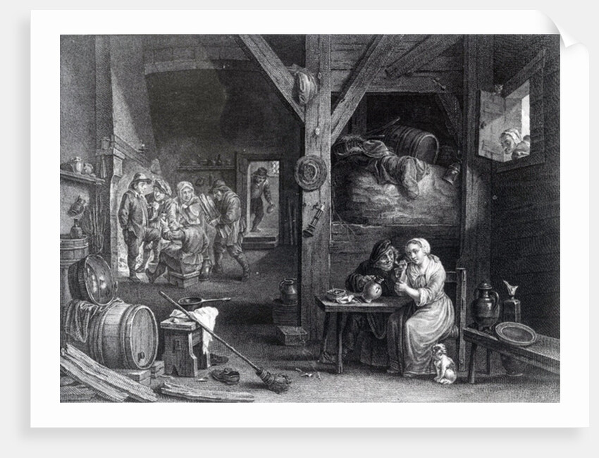 La Fumeuse, print by Jean Baptiste Patas after David Teniers the Younger, 1786-1808 by School French
