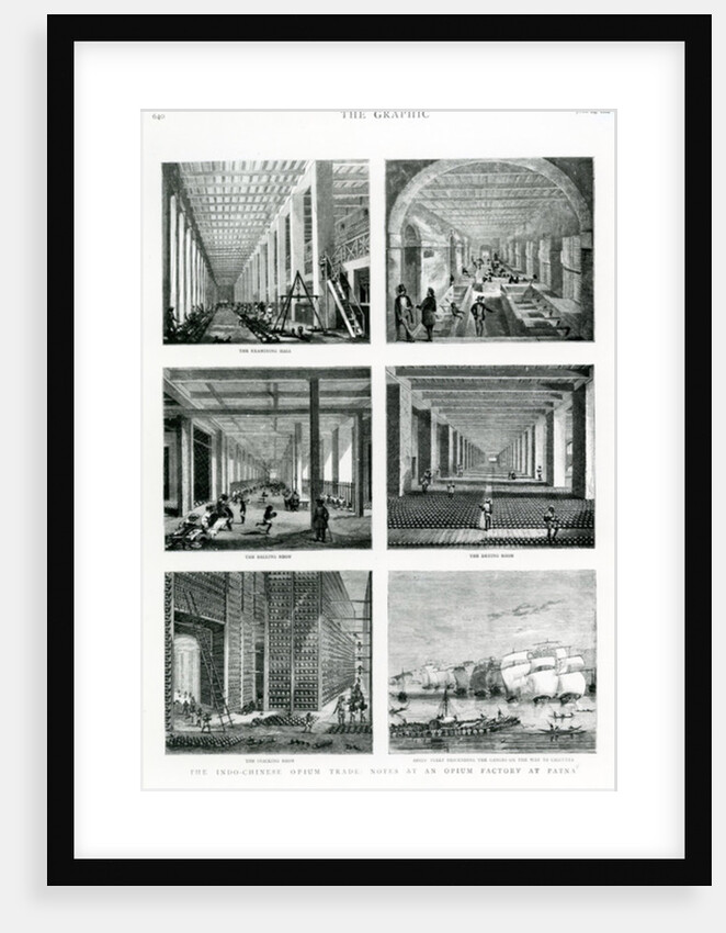 The Indo-Chinese Opium Trade: Notes at an Opium Factory at Patna, taken from 'The Graphic', 1882 by English School