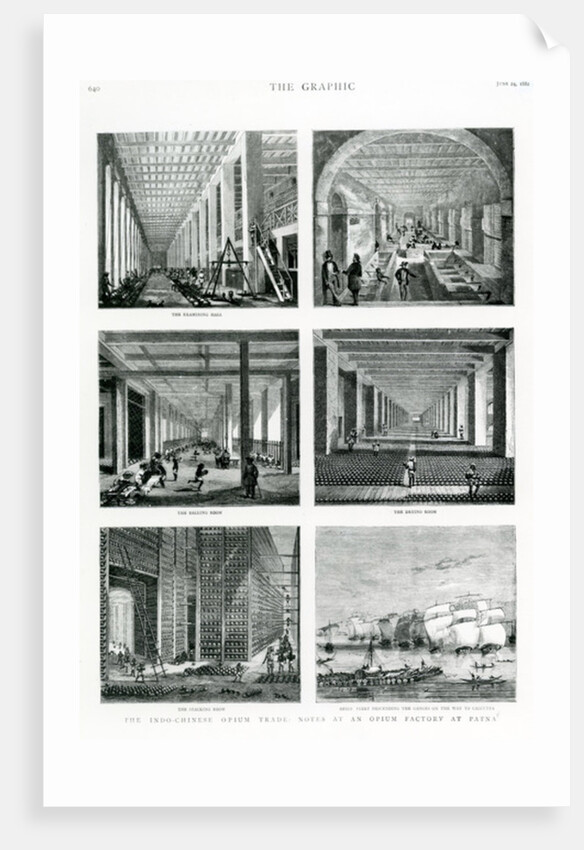 The Indo-Chinese Opium Trade: Notes at an Opium Factory at Patna, taken from 'The Graphic', 1882 by English School