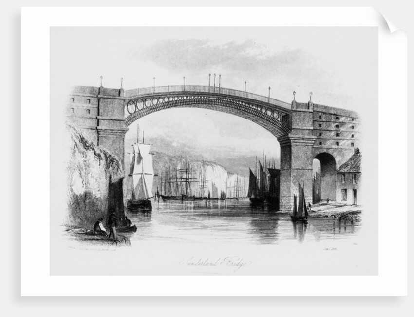 View of Sunderland Bridge, 1841 by English School