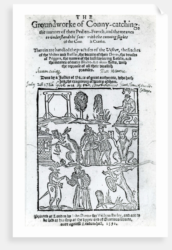 Illustration of the 'Groundworke of Conny-catching' , 1592 by English School
