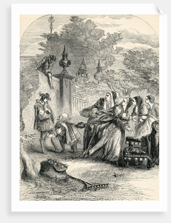 Prince Charles surprising the Infanta in Orchard, 19th Century by English School