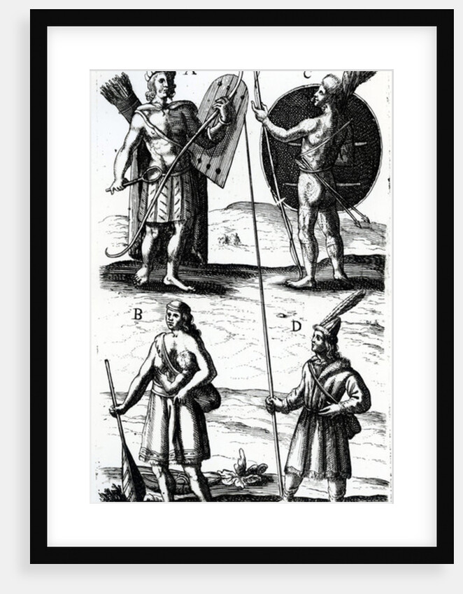 Illustrations of Algonquin dress, engraving from Voyages of Sieur de Champlain by Samuel de Champlain, 17th century by Samuel de Champlain