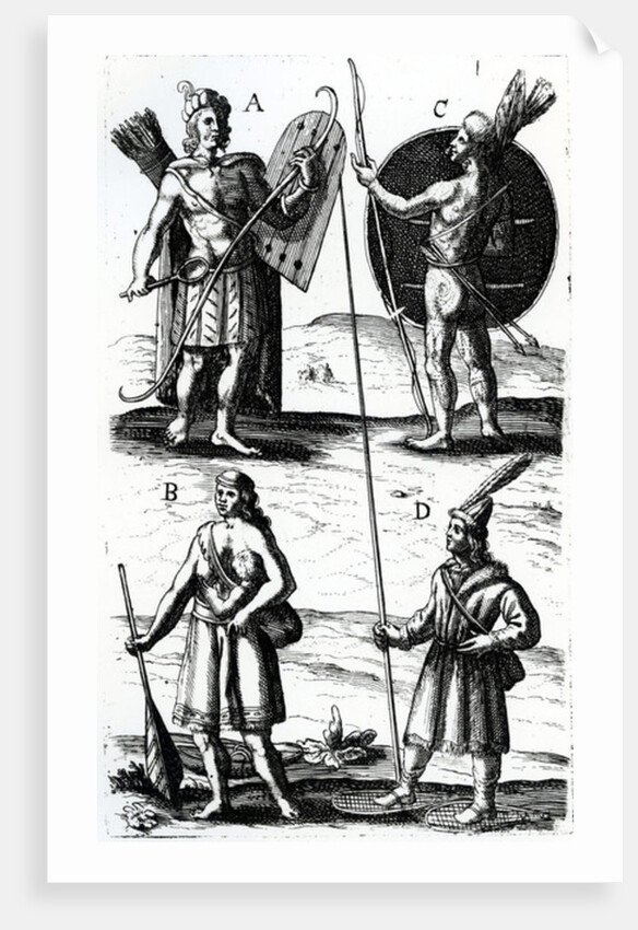 Illustrations of Algonquin dress, engraving from Voyages of Sieur de Champlain by Samuel de Champlain, 17th century by Samuel de Champlain