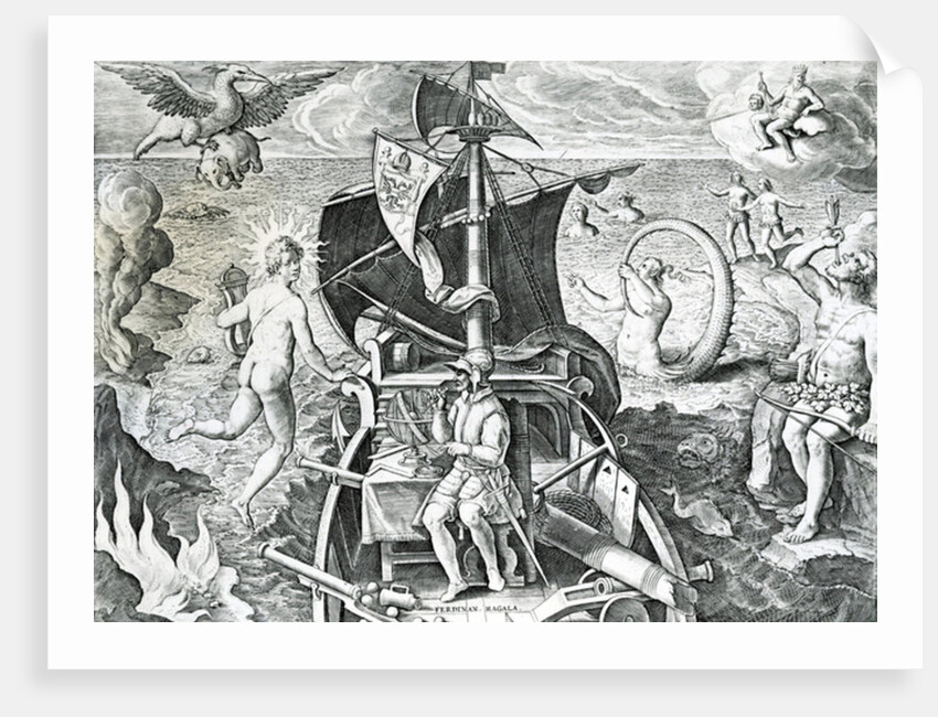 Allegory on the travels of Ferdinand Magellan, by Theodor de Bry, 16th century by Theodor de Bry