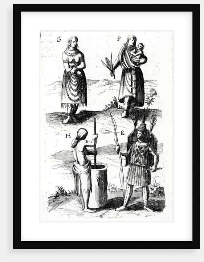 Illustrations of Algonquin dress, engraving from Voyages of Sieur de Champlain by Samuel de Champlain, 17th century by Samuel de Champlain