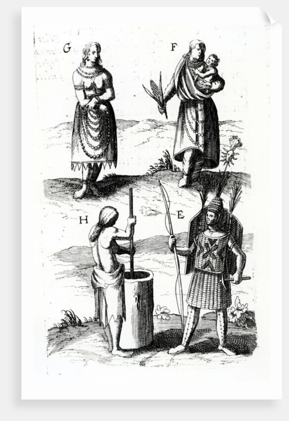 Illustrations of Algonquin dress, engraving from Voyages of Sieur de Champlain by Samuel de Champlain, 17th century by Samuel de Champlain