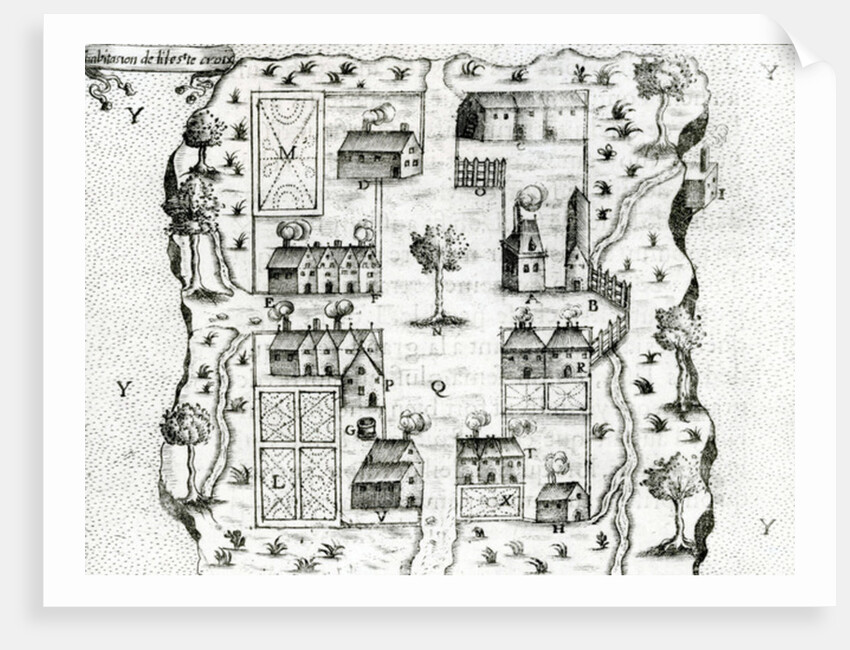 Ile Ste. Croix, the earliest French Settlement in Acadia, 1604 by French School