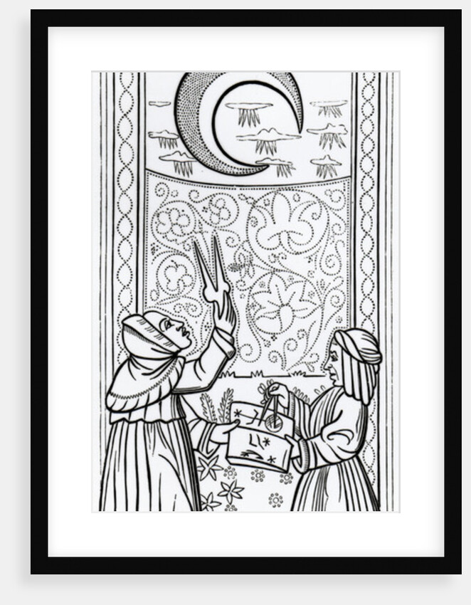 The Moon, tarot card by Anonymous