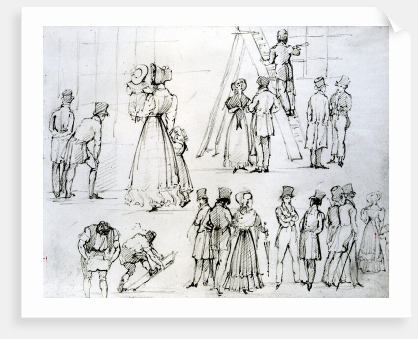 Street scene with a window cleaner by George the Elder Scharf