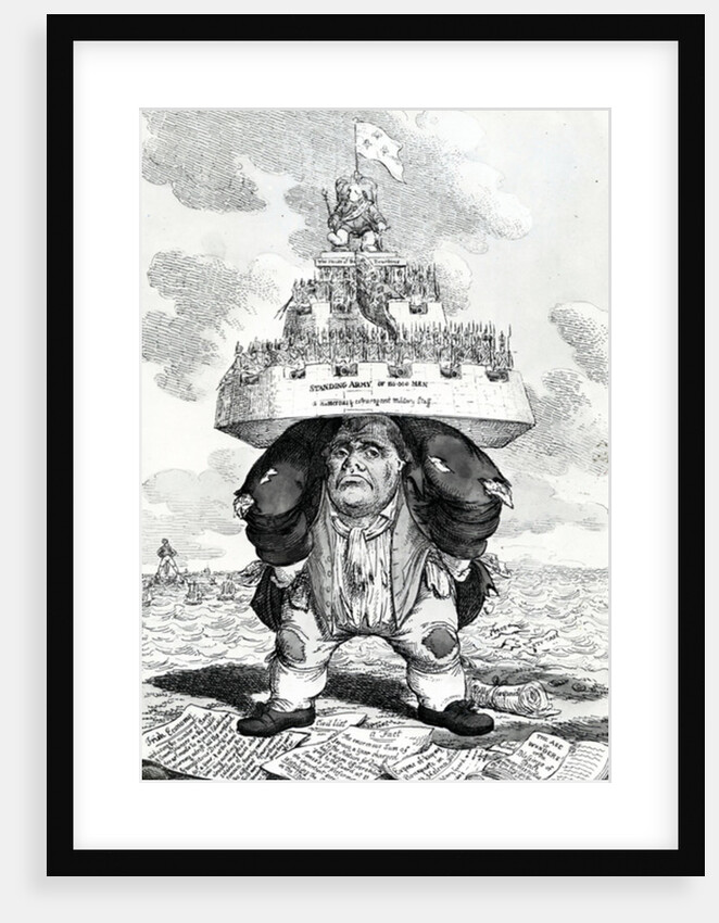 The British Atlas, or John Bull supporting the peace establishment, print made by Charles Williams, 1816 by English School