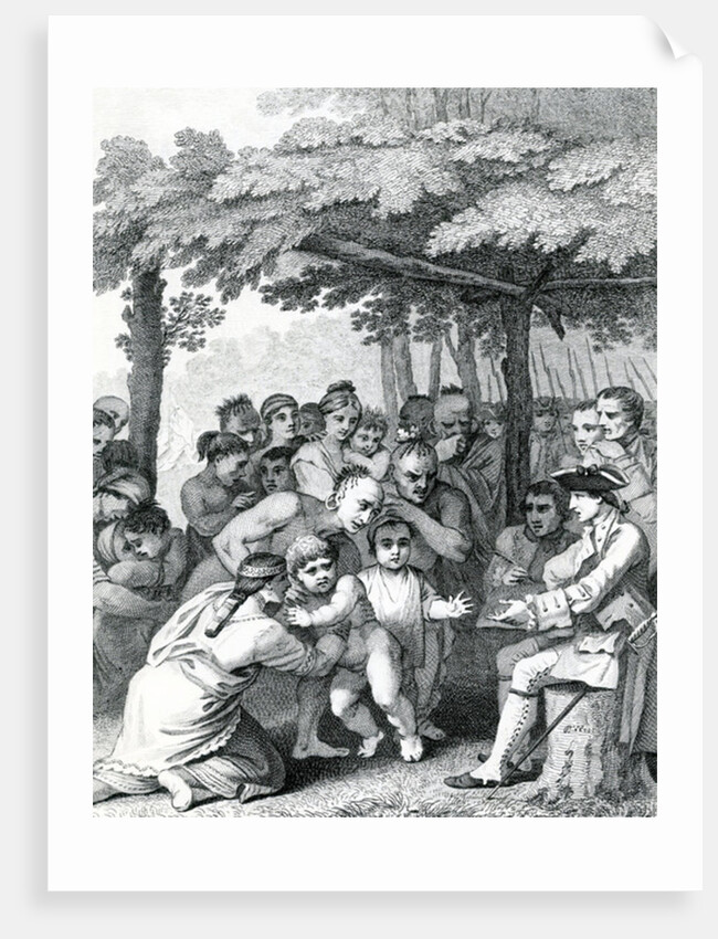 The Indians delivering up the English Captives to Colonel Bouquet near his Camp at the Forks of Muskingham in North Anerica by English School