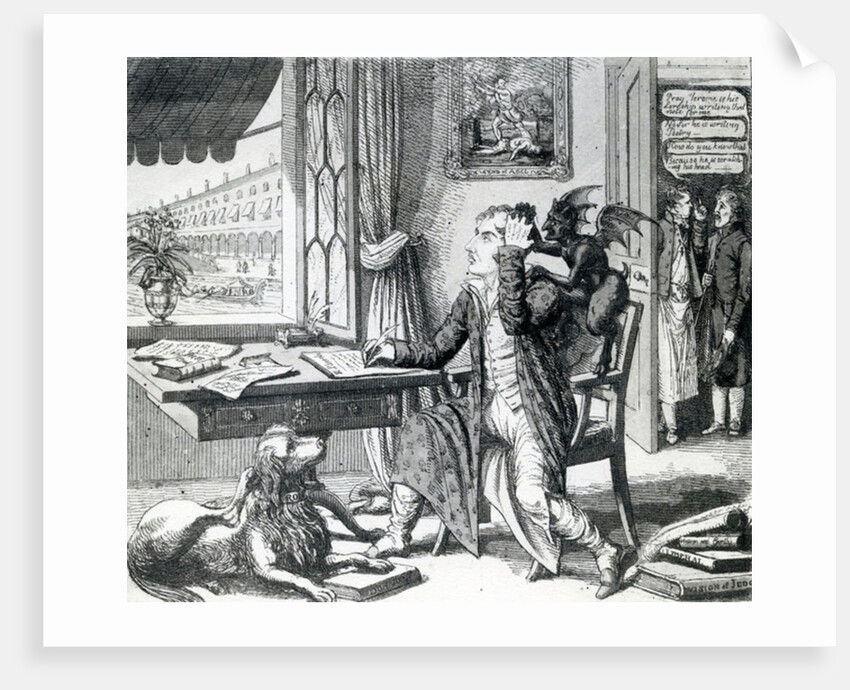 A Noble Poet - Scratching up his Ideas, published by J. Johnston, 1823 by English School