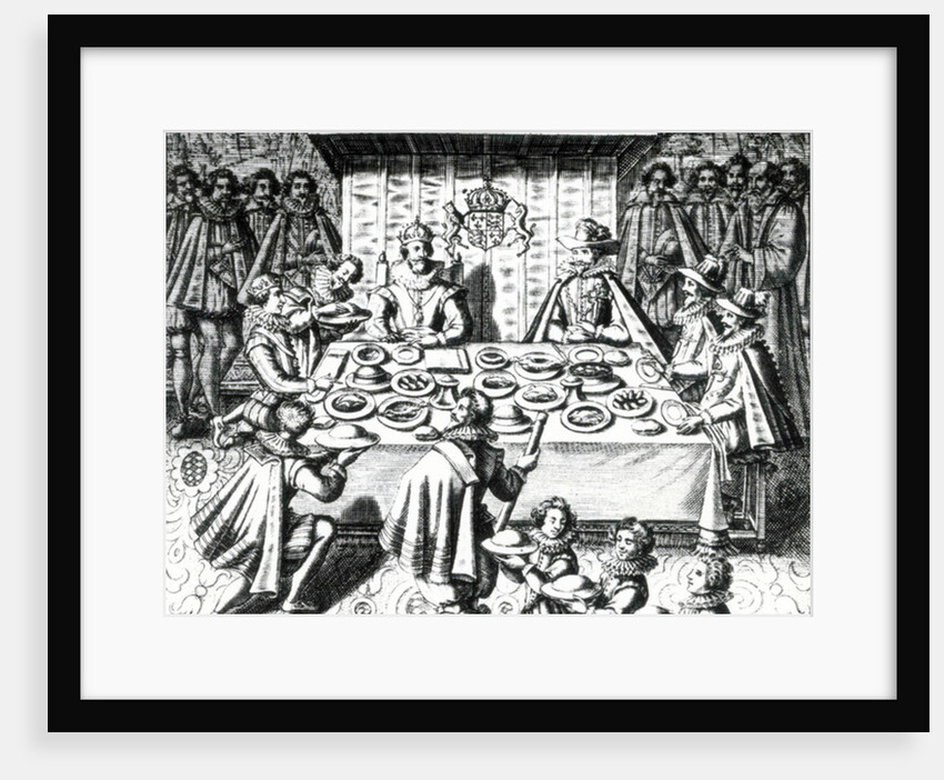 King James feasting with Spanish ambassadors, 1624 by Melchior Tavernier