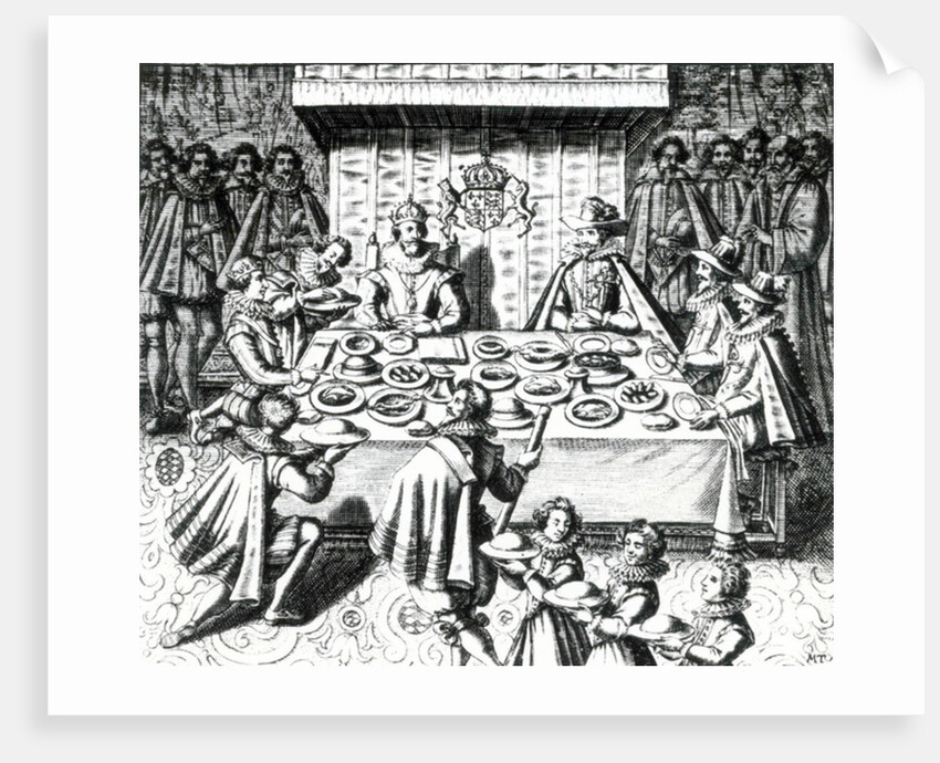 King James feasting with Spanish ambassadors, 1624 by Melchior Tavernier