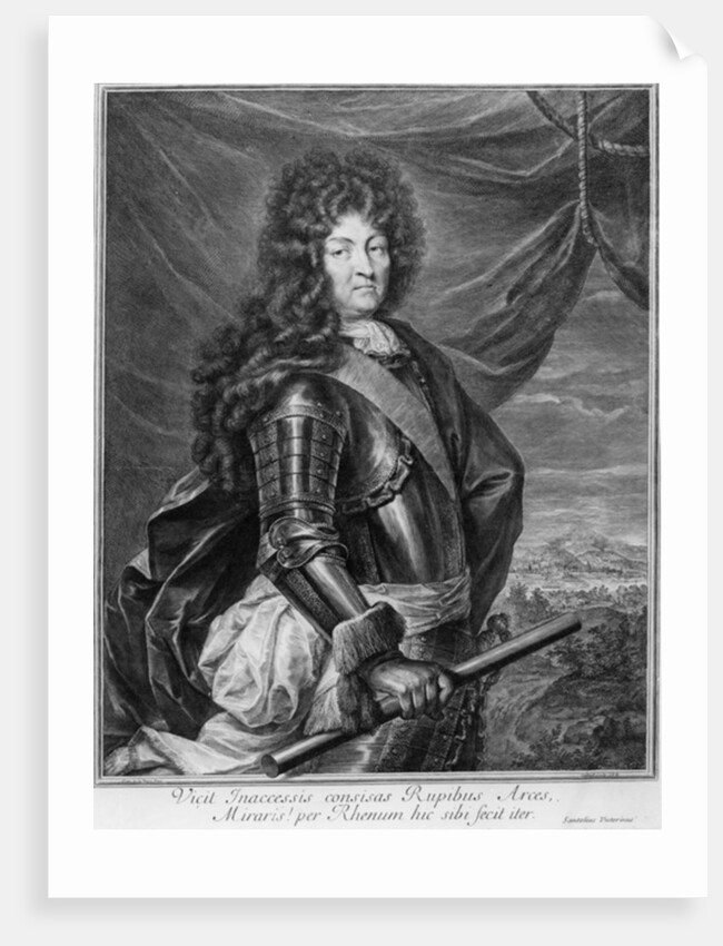 Portrait of Louis XIV engraved by Gerard Edelinck by Jean de la Haye