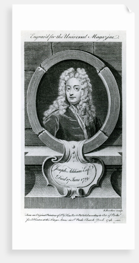 Joseph Addison, Esquire Illustration for the Universal Magazine, 1748 by Godfrey (after) Kneller