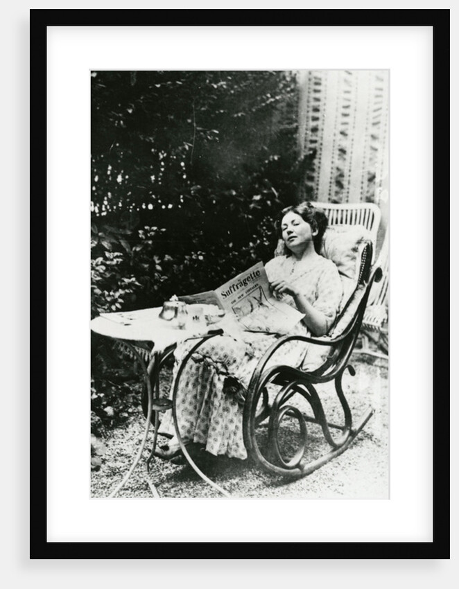 Christabel Pankhurst reading a copy of 'The Suffragette' c.1905-14 by English Photographer
