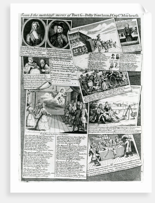 The Stage Medley representing the polite taste of the town & the matchless merits of poet G., Polly Peachum and Captain Macheath, c.1728 by English School