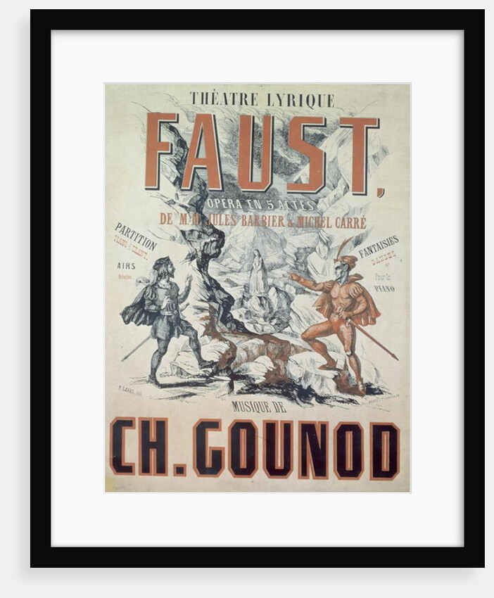Poster advertising 'Faust', opera by Charles Gounod 1875 by French School