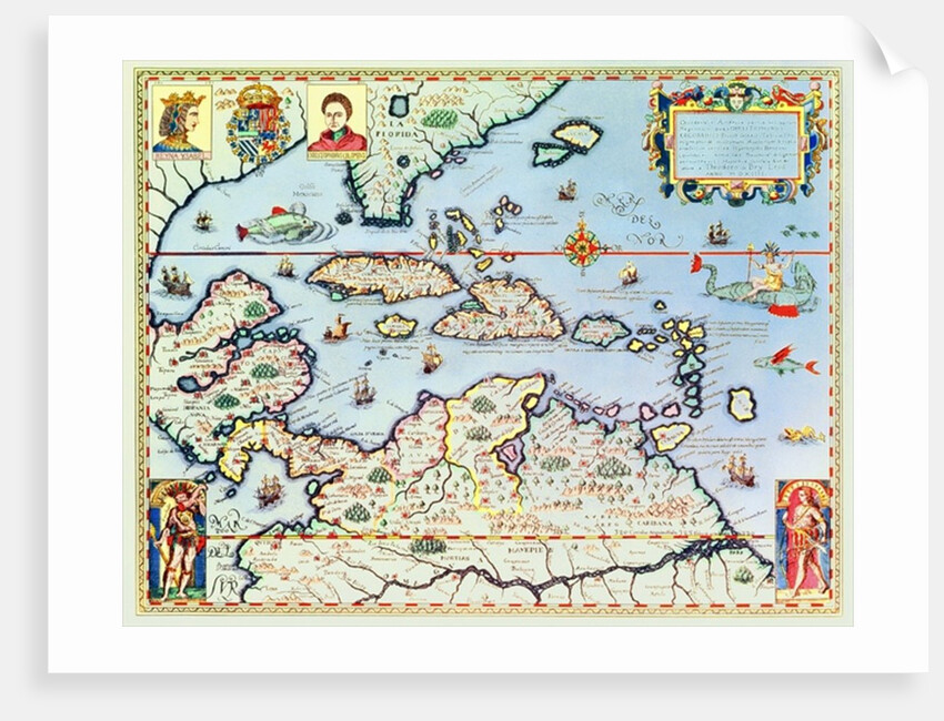 Map of the Caribbean islands and the American state of Florida by Theodor de Bry