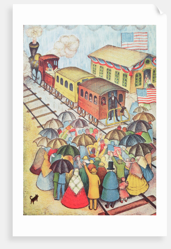 Lincoln Leaving Springfield, Illinois by Train by School American