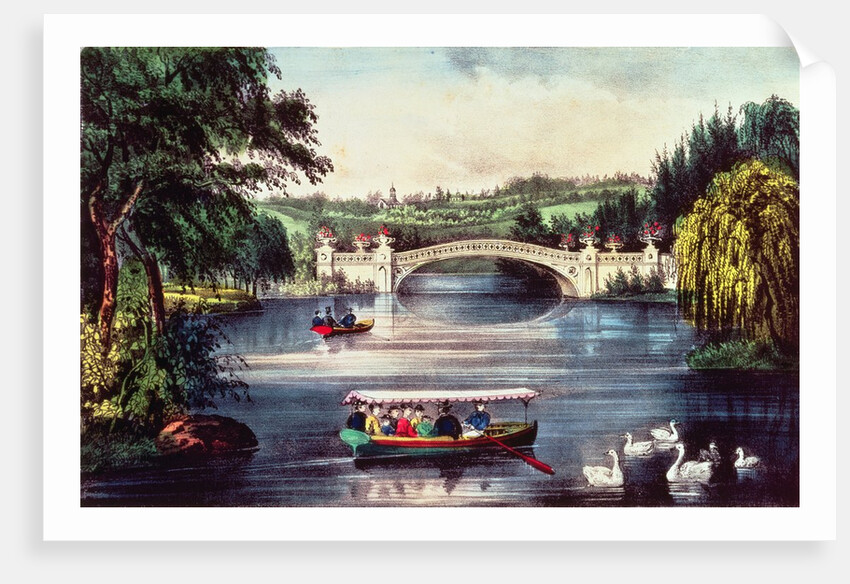 Central Park - The Bridge by N. and Ives J.M. Currier