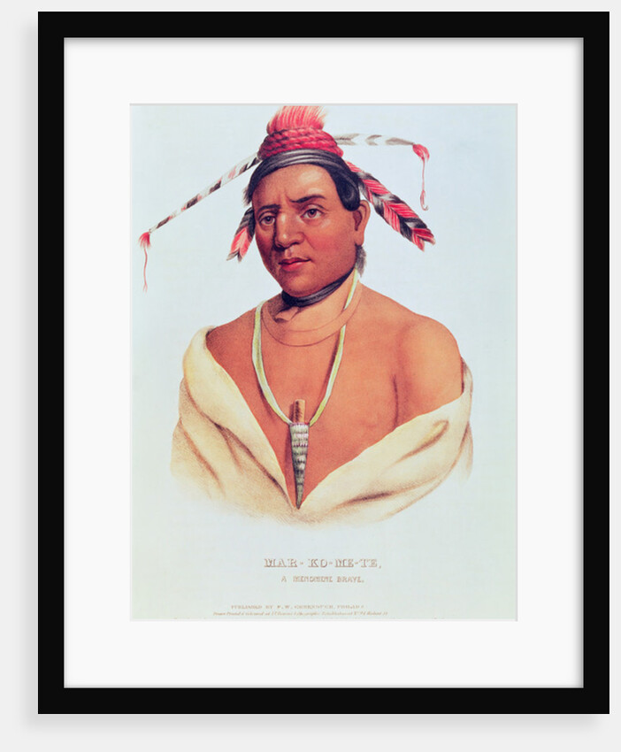 Portrait of Mar-Ko-Me-Te, A Menomene Brave, 1838 by Charles Bird King