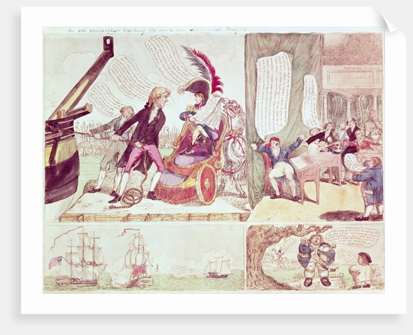 An Old Philosopher Teaching His Mad Son Economical Projects, c.1807 by American School