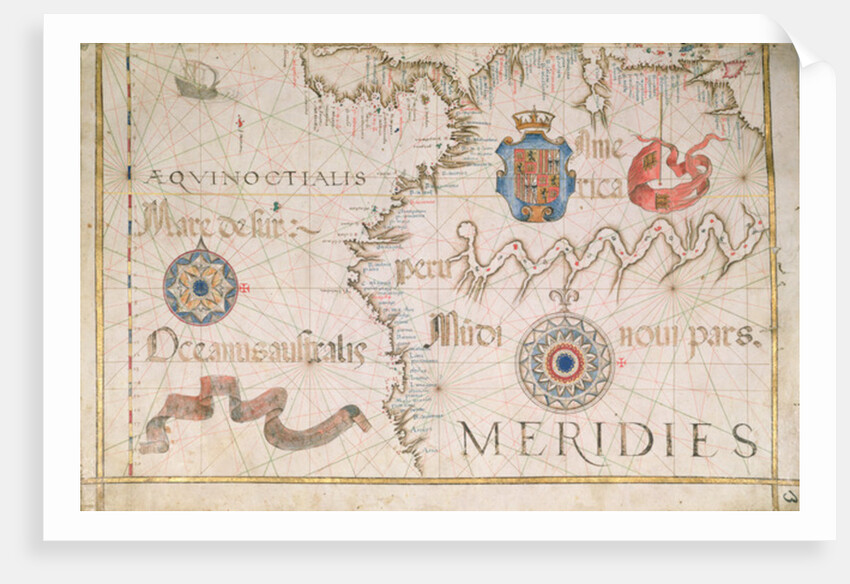 Peru and the Amazon, detail from a world atlas, 1565 by Diego Homem