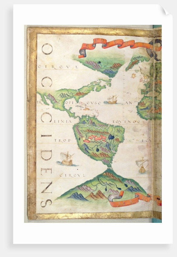 The Americas, detail from world atlas, 1565 by Diego Homem
