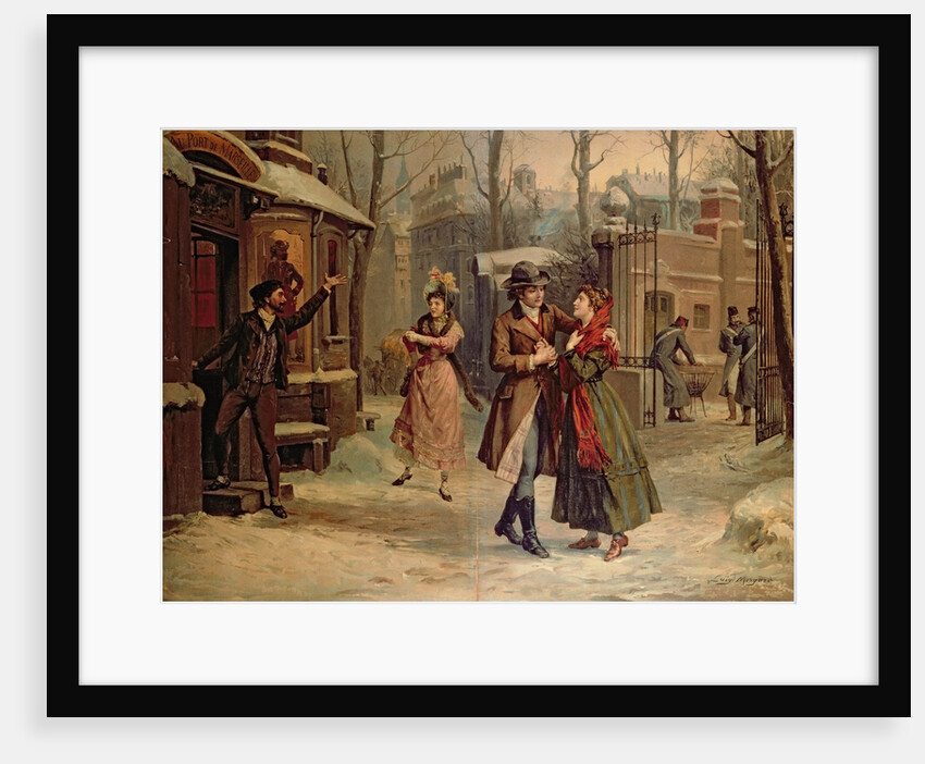 Scenery for the scene with Mimi and Rodolfo in the opera 'La Boheme' by Giacomo Puccini by Luigi Morgari