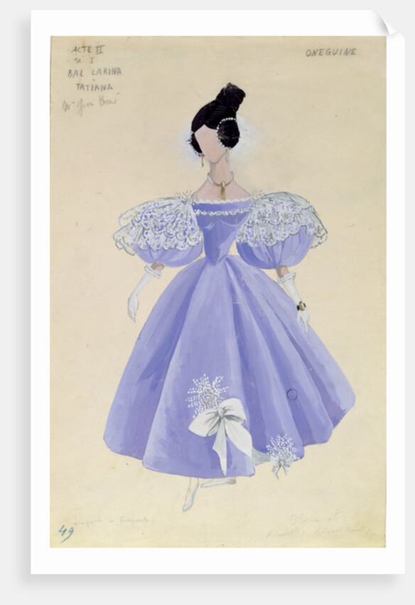 Costume design for Tatania in the opera 'Eugene Onegin' by Tchaikovsky by French School