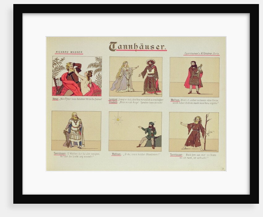 Six scenes relating to the opera 'Tannhauser' by Richard Wagner by German School