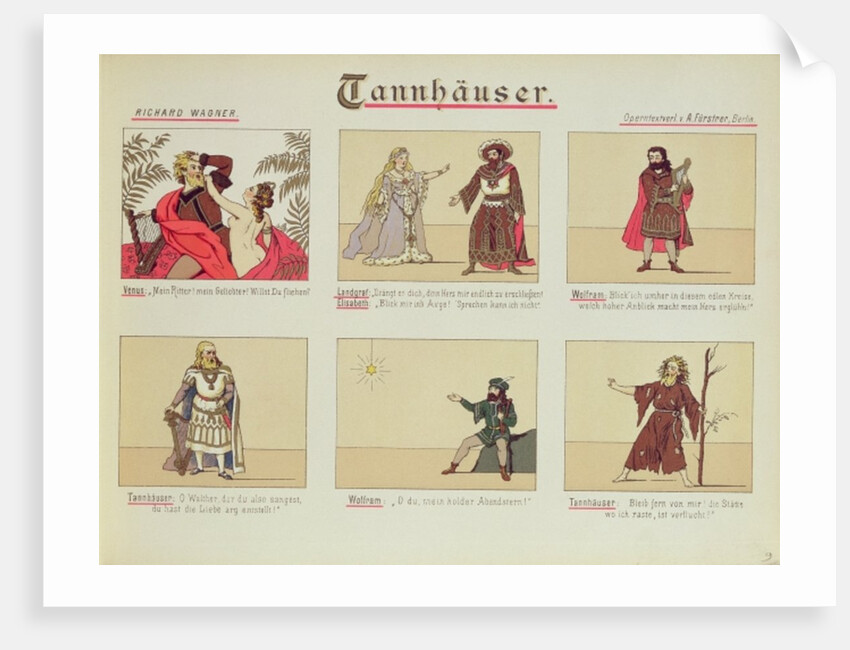 Six scenes relating to the opera 'Tannhauser' by Richard Wagner by German School