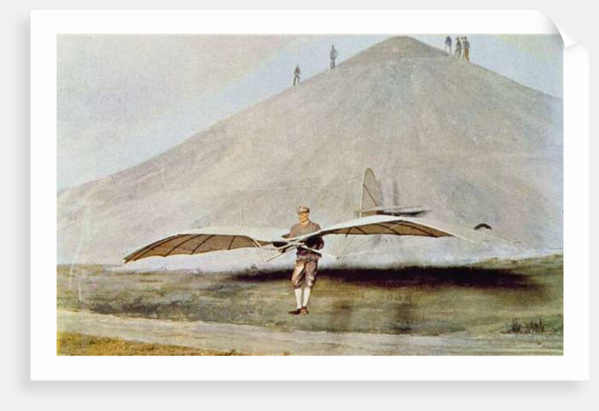 One of the many flying experiments of Otto Lilienthal from 'Scientific American' by American School