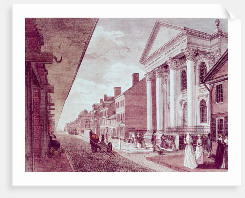 High street with the first Presbyterian Church, Philadelphia, 1799 by American School