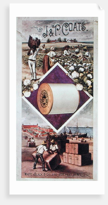 Poster advertising 'J&P Coats' cotton c.1850 by American School