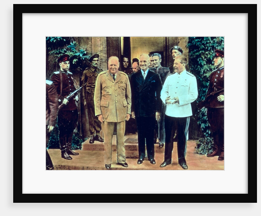 Winston Churchill President Truman and Joseph Stalin at the Potsdam Conference, July 1945 by English School