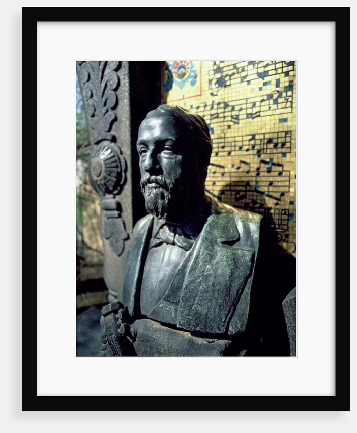 Portrait bust of Alexander Borodin from his tomb by Russian School
