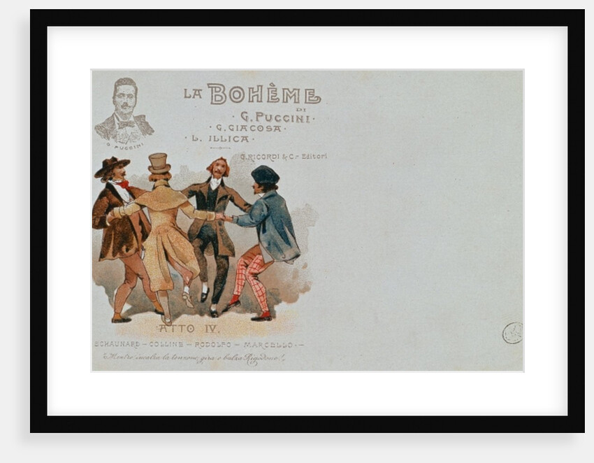 Commemorative Postcard of the opera La Boheme by Italian School