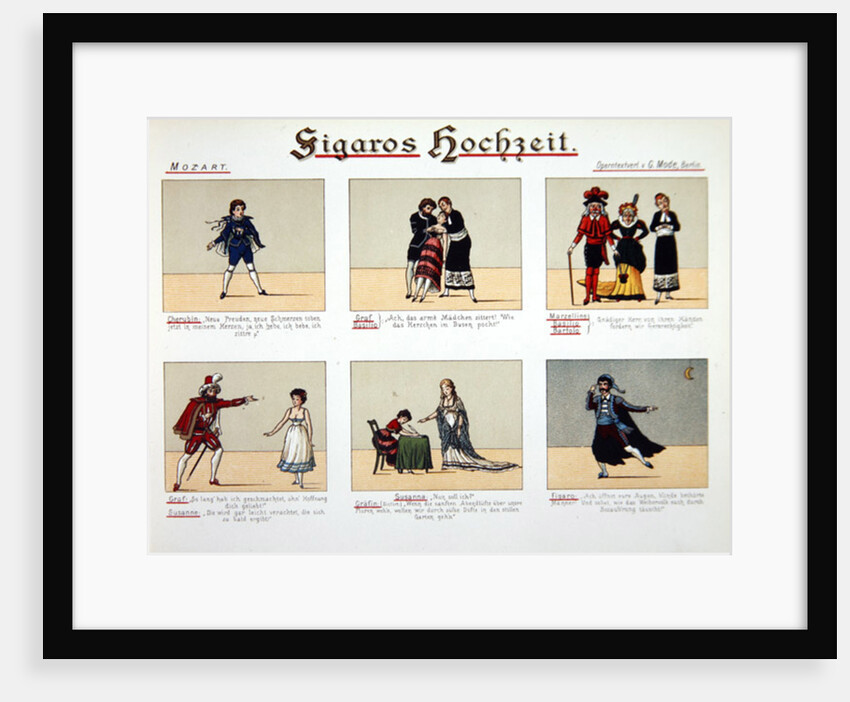 Six scenes from the opera 'The Marriage of Figaro', by Wolfgang Amadeus Mozart published by G. Mode, 1882 by German School