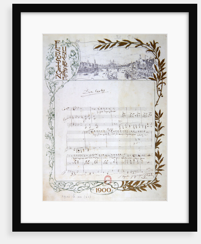 Score of the opera, 'Don Carlos', by Giuseppe Verdi written on paper printed for the Exposition Universelle of 1900 by Anonymous